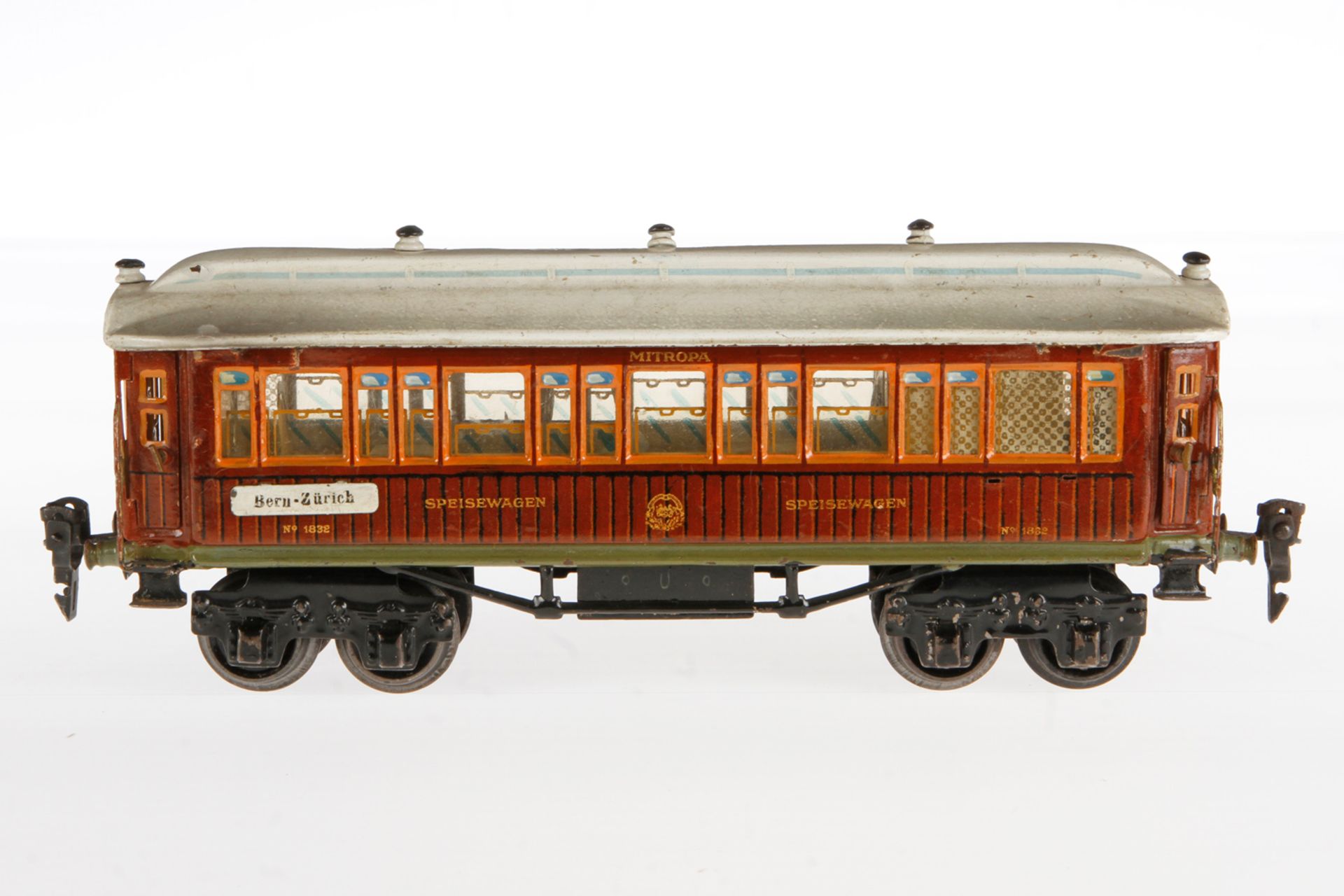 Märklin Speisewagen 1932 G, Spur 0, handlackiert, 4 Achsen, 4 Türen zum Öffnen, mit Inneneinrichtung