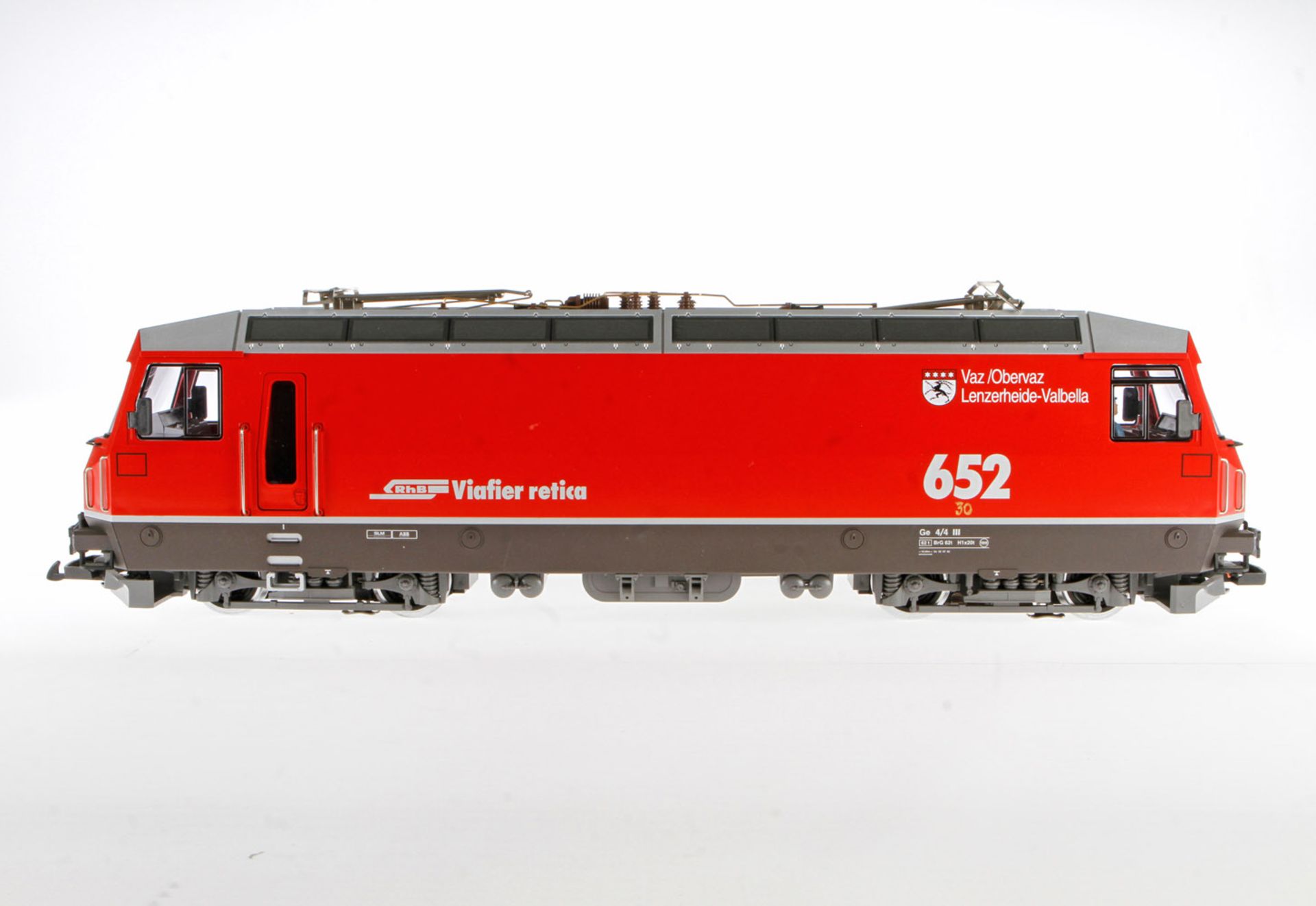 LGB E-Lok "RhB 652" 26420, elektrisch, rot, Alterungs- und Gebrauchsspuren, in OVP, sonst guter