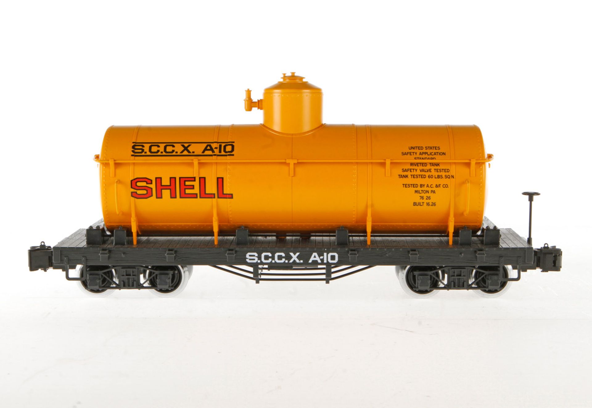 LGB amerikanischer Shell Kesselwagen, gelb, Alterungs- und Gebrauchsspuren, Länge 37, guter