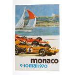 Orginal Rennplakat, Monaco 9-10 Mai 1970,  Michael Turner, Edition J. Ramel-Nice, Imprimerie