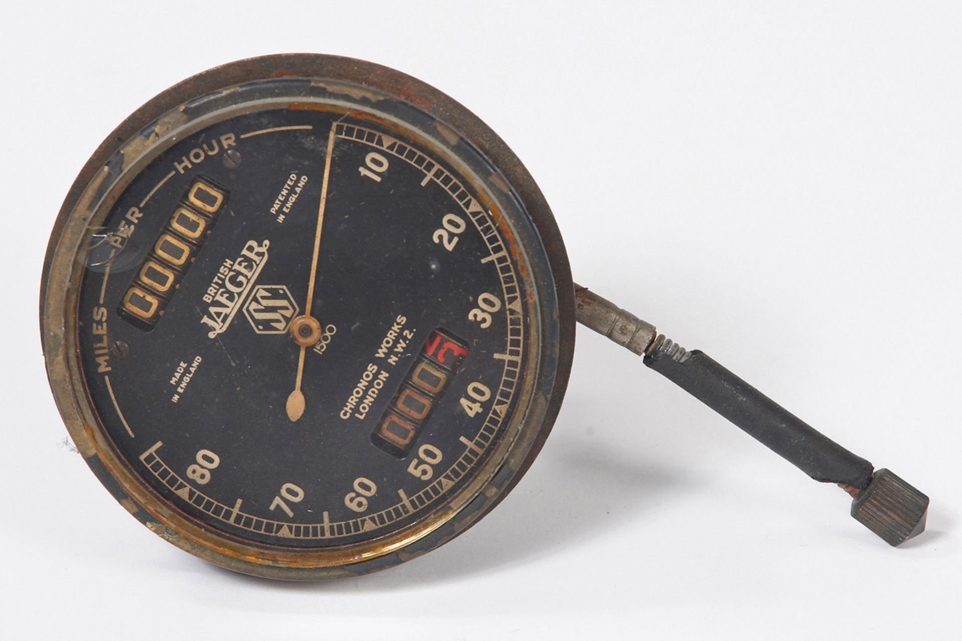 Original Tachometer "British JAEGER",  für Jaguar SS 1500, bis 90 mls, Chronos Works London N.W.2.