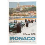 Orginal Rennplakat, Monaco 24. Grand Prix Automobile, 22 Mai 1966,  Maquette Michael Turner,