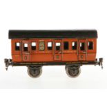 Märklin Abteilwagen 1906, S 1, braun HL, mit Inneneinrichtung, 6 AT, 2A, gealterter Lack, L 23, noch