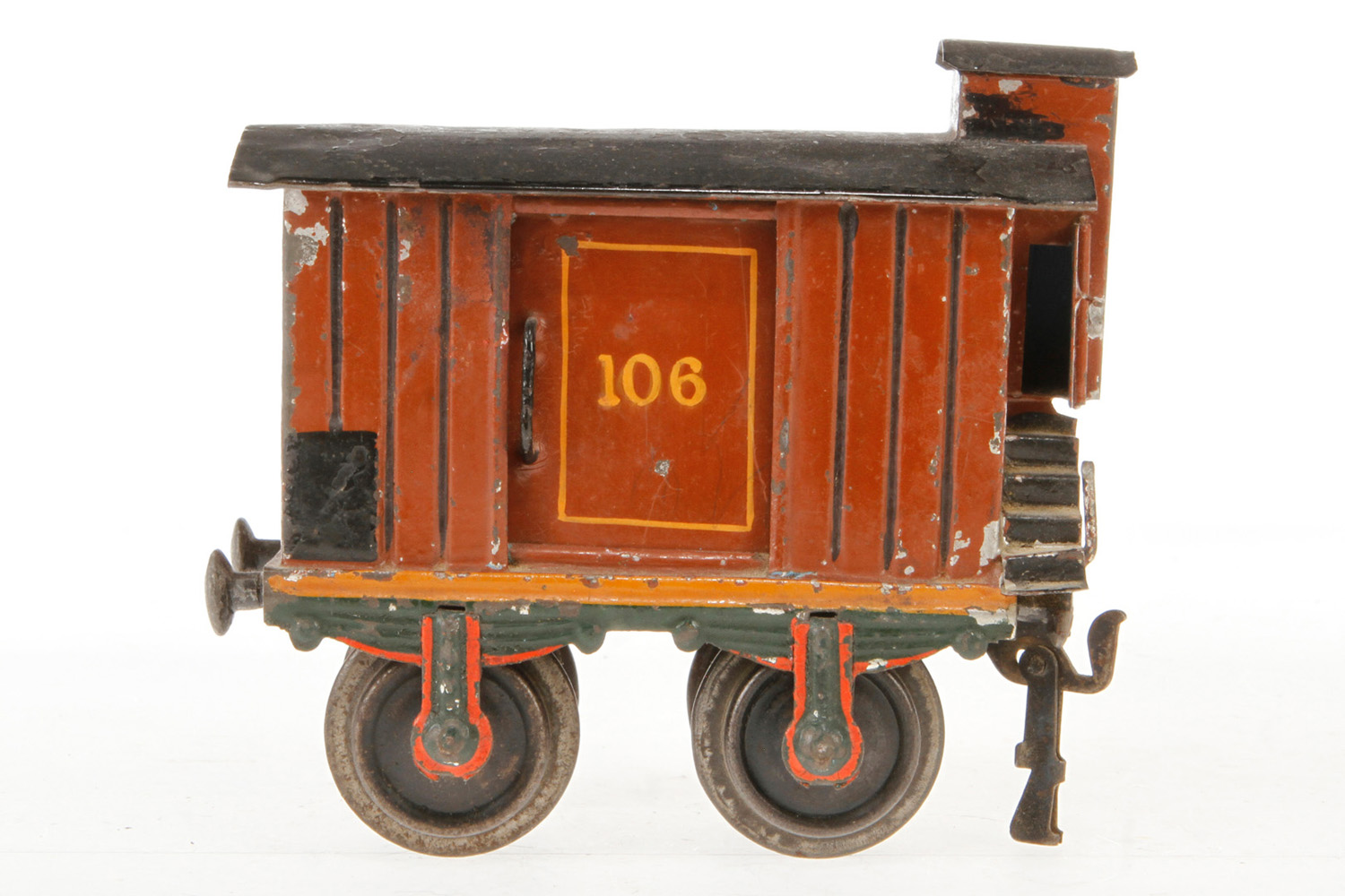 Märklin gedeckter Güterwagen 1804, S 1, uralt, HL, mit BRHh und 2 ST, Dach tw nachlackiert, NV,