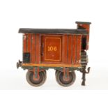 Märklin gedeckter Güterwagen 1804, S 1, uralt, HL, mit BRHh und 2 ST, Dach tw nachlackiert, NV,