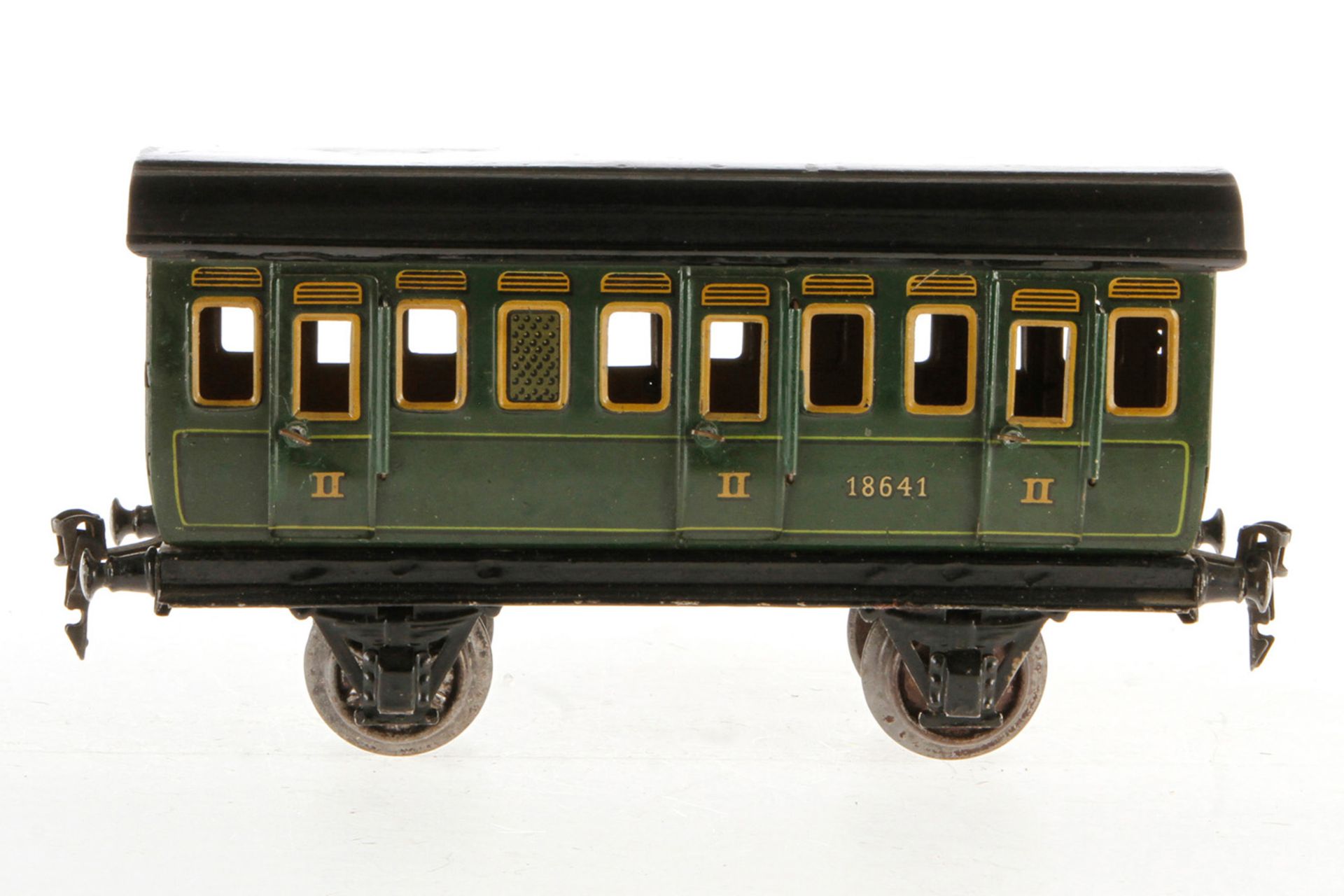 Märklin Abteilwagen 1864, S 1, grün CL, mit 6 AT, LS tw ausgebessert, Alterungsspuren, L 22,5, Z 2