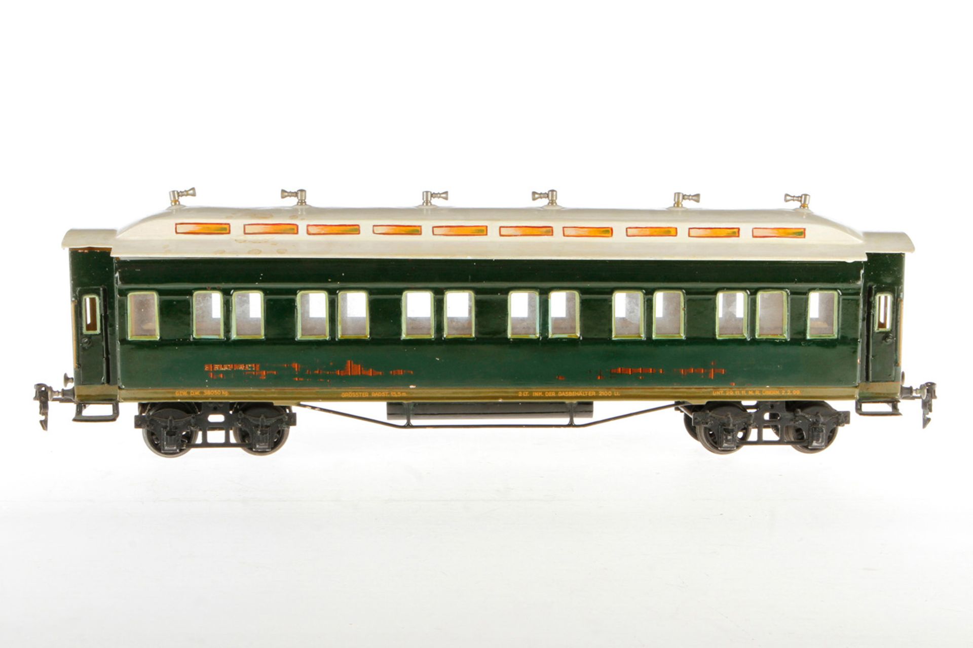 Märklin Personenwagen 1947, S 1, uralt, HL, tw ÜL, ohne Inneneinrichtung, 4 AT, 4A Gussräder, L