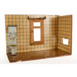 Puppenstuben Bad, mit Toilette und Fenster, NV, L 32, zum Herrichten