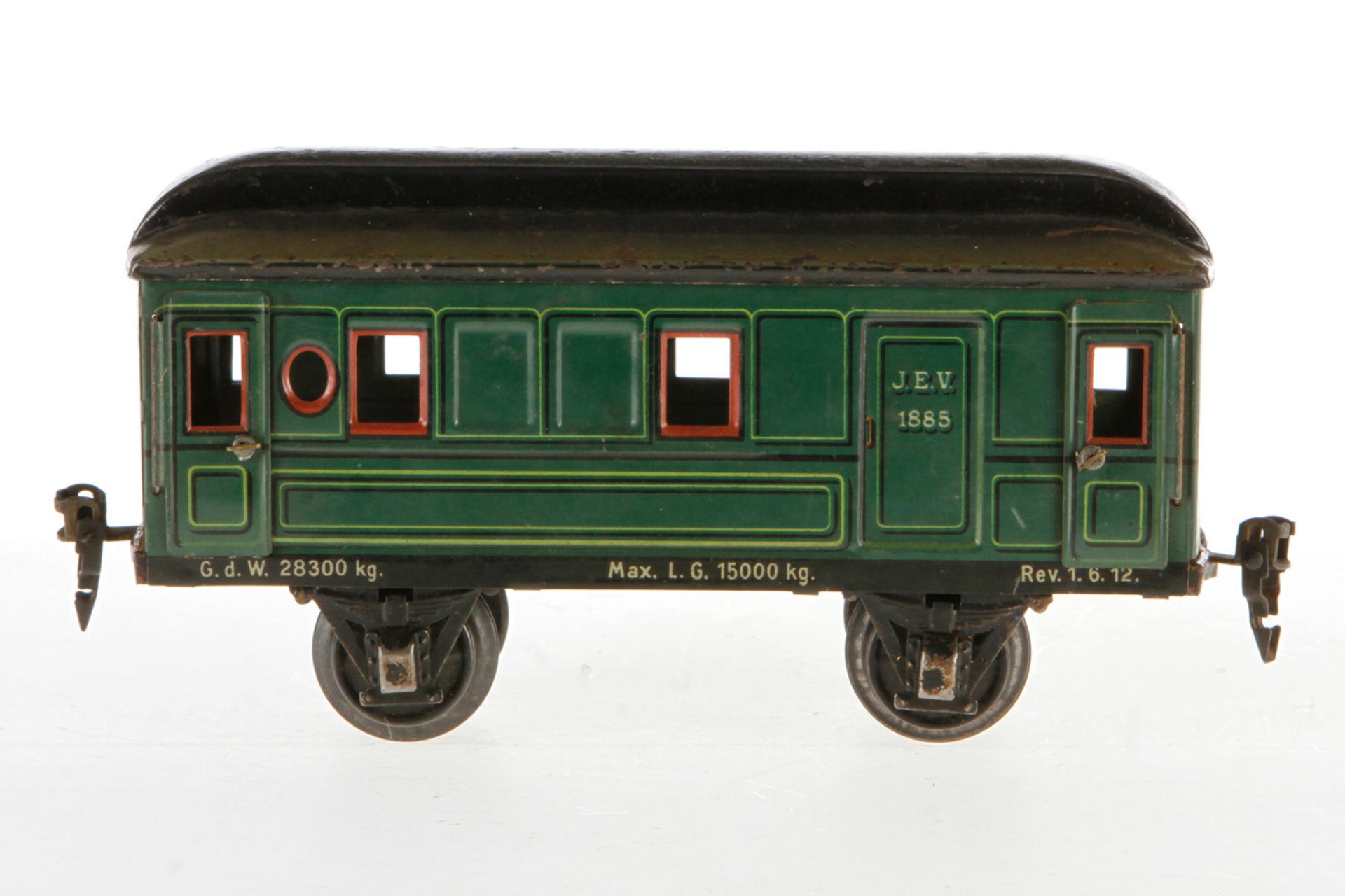 Märklin Gepäckwagen 1885, S 1, CL, 4 AT, Alterungs- und Gebrauchsspuren, Dach LS, L 20, Z 2-3