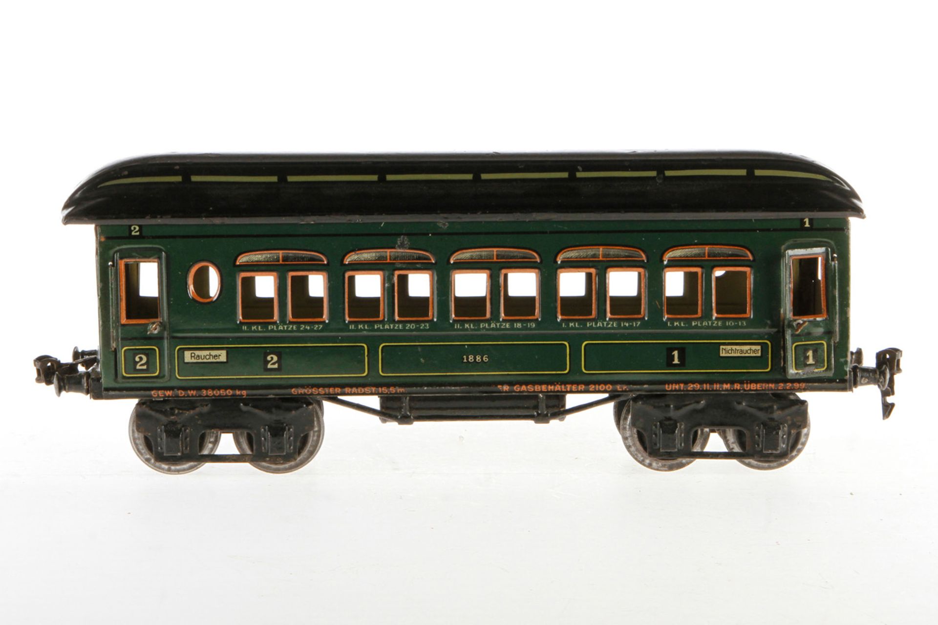 Märklin Personenwagen 1886, S 1, CL, 4 AT, 4A, kleine LS, ohne Inneneinrichtung, L 33, Z 2