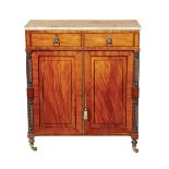 A REGENCY MAHOGANY MARBLE TOPPED SIDE CABINET A REGENCY MAHOGANY MARBLE TOPPED SIDE CABINET, CIRCA