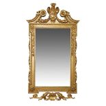 A GOOD 19TH CENTURY GEORGE II STYLE MIRROR A GOOD 19TH CENTURY GEORGE II STYLE MIRROR, SECOND HALF