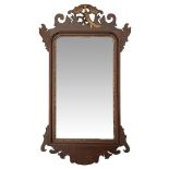 A 19TH CENTURY GEORGE II STYLE WALNUT & PARCEL GILT WALL MIRROR A 19TH CENTURY GEORGE II STYLE