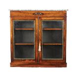 A NARROW REGENCY BRAZILIAN ROSEWOOD MARBLE TOPPED CABINET BY JOHNSTONE AND... A NARROW REGENCY