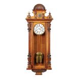 A VIENNA TWIN WEIGHT AND REGULATOR WALL CLOCK A VIENNA TWIN WEIGHT AND REGULATOR WALL CLOCK, CIRCA