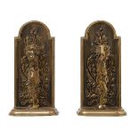 ITALIAN MID 20th CENTURY BRASS BOOKENDS Cast as putto dressed in garlands... ITALIAN MID 20th