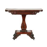 A WILLIAM IV MAHOGANY CARD TABLE, CIRCA 1830 The fold over mahogany veneered... A WILLIAM IV