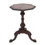 A VICTORIAN BURR WALNUT OCTAGONAL LAMP TABLE On a baluster base with three... A VICTORIAN BURR