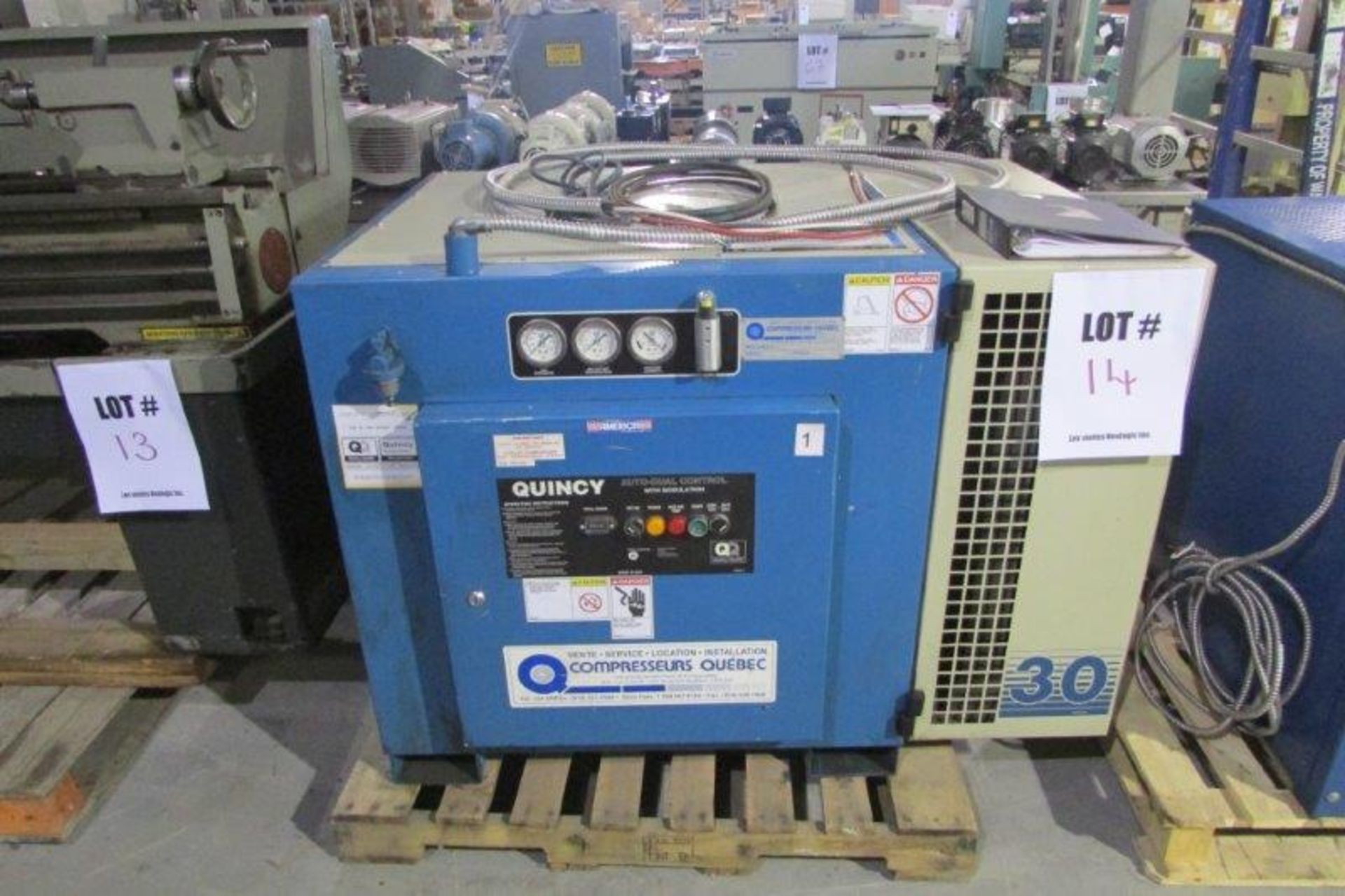 QUINCY ROTARY SCREW BELT AIR COMPRESSOR, MOD: QMB-30