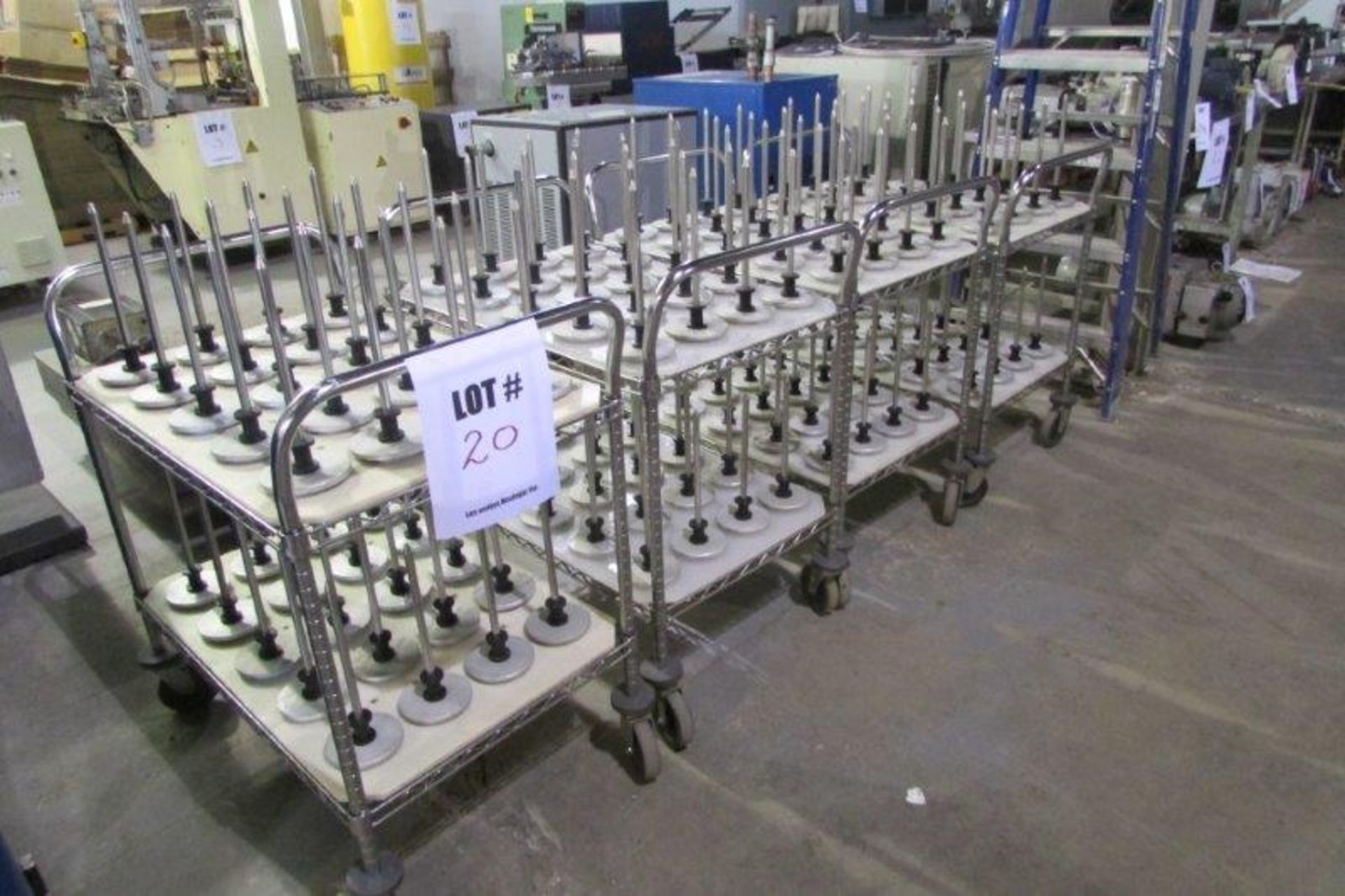 GRILL-TYPE CARTS, W/ 40 SPINDLES PER CART