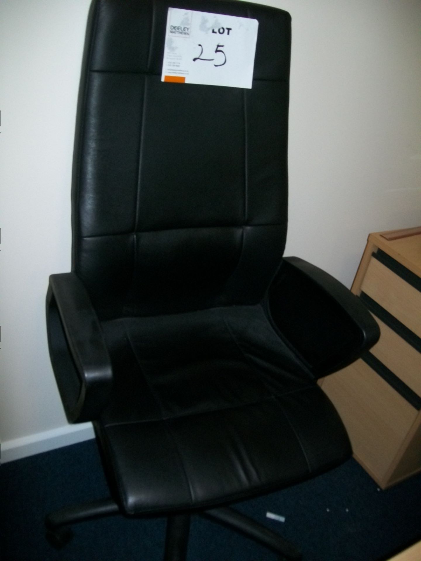 Black leather effect executive swivel ARMCHAIR with gas strut