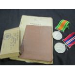 WW2 Defence & War medals in box with soldiers service and pay book release book etc to 966645 W/