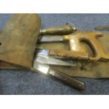 WW1 scarce butchers field tool set with saw knives etc, in brown leather case