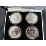 Britannia Silver bullion four coin set (1999, 2001, 2002 & 2003) All BU boxed with certificate