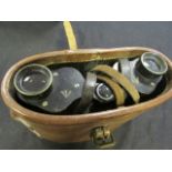 WW1 British 1912 dated binoculars in their in their 1916 dated brown leather case