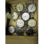 Military and Civilian Pocket Watches including black faced - Westclox, Ingersoll, Services Army, etc