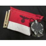 German WW2 pocket compass with small triangular pennant and SS peg