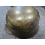German WW2 beaded civil defence helmet nice helmet complete with lining and chin strap