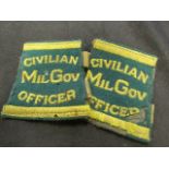 WW1 scarce pair of civilian Mil Gov (Military Government) Officers shoulder titles