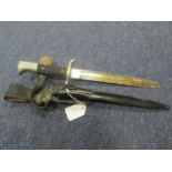 German Fire Department dress bayonet. Pommel & Crossguard nickel (minor lifting). In its black