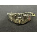 US WW2 Bombardiers badge converted to a bracelet named on the back nice item for us air force