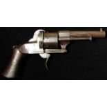 Pistol: A good Lefaucheux 8mm pinfire pocket pistol. Spurless hammer, folding trigger, side