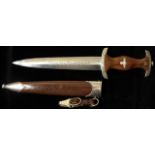 German Nazi S.A. dagger of the late production period 1939 to 1942. Polished bade marked 'RZM'