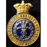 Duke of Cambridge's Own Middlesex Regiment, QV, Glengarry gilt officers badge