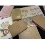 WW1 lot of original ephemera including Active Service Testaments, certificates, cards, letters,