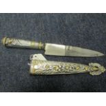 Argentine Gaucho dagger with scabbard, scabbard stamped '.800'. Blade (16cm) maker marked. An