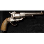 Pistol: A Lefaucheux Brevette, civilian revolver circa 1860. Cal: 11mm pinfire. Obsolete calibre &