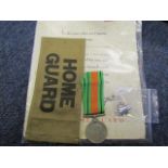 Home Guard WW2 service scroll to Laurence Claude William Simpson with home Guard arm band lapel