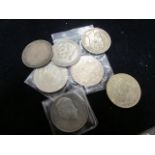 World Crown-Size Coins & Medals (7) 19th-20thC assortment, silver and base metal, noted Cyprus 45