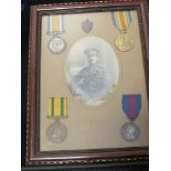 Framed group to 838 Pte F W Morshead Hamps Yeomanry. BWM & Victory Medal, Territorial Force War