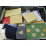 Stacker box of GB / World mint / Proof items , silver issues noted