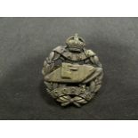 Tank Corps officers WW1 bronze cap badge, GVF