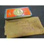 Boer War 1900 chocolate gift tin empty in original khaki cover poss made from uniform sent to his