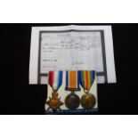 1915 Star Trio to 23149 Pte F Oldham 3rd Hussars. EF (3)