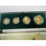 Four coin set 1980 (£5, £2, Sovereign & Half Sovereign). FDC boxed as issued