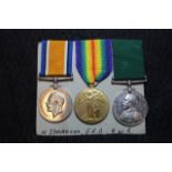 Group to 1430EA H Stevenson ERA RNR (139 E.D. H Stevenson ERA RNR). Medals - BWM & Victory Medal and